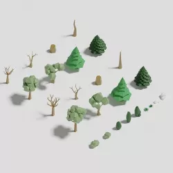Low-Polygon Tree and Plant 3D model 3D model