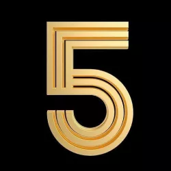 Metal line countdown anniversary number 5 3D model