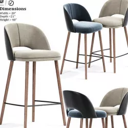 Mid Century Modern Barrel Backed Bar Stool 3D model