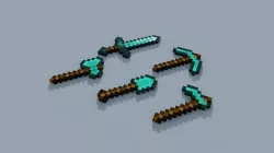 Minecraft Diamond Item Pack Low-poly 3D model