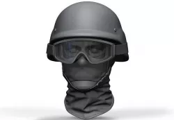 Police Ballistic Helmet and Tactical Glasses 3D model