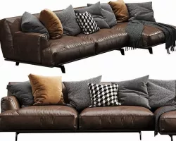 Poliform Tribeca Chaise Lounge Leather 3D model