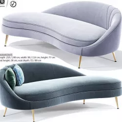 Porto Sand Curve Sofa 3D model