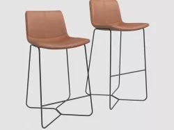 Slope Leather bar Stool West Elm 3D model