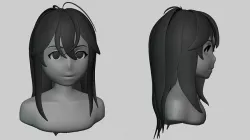 Stylized Anime Head Low-poly 3D model