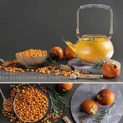 Tea Set with sea buckthorn and persimmon 3D model