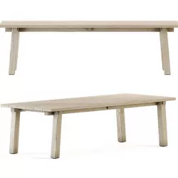 Teaka table for 8 Low-poly 3D model