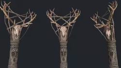 Totem wood Skull 4k Low-poly 3D model