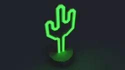 Voxel Neon Cactus Lamp Low-poly 3D model