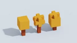 Voxel Tiny Autumn Forest Low-poly 3D model