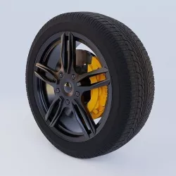 Wheel 3D model with tire 3D model