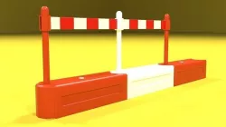 White and red plastic road barriers Low-poly 3D model