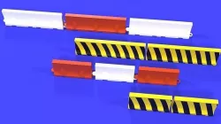 White and red short and long plastic road barriers Low-poly 3D model