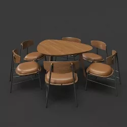 Wood table and chair 3D model