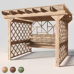 Wooden swing pergola 3D model
