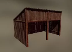 Wooden warehouse game ready PBR Low-poly 3D model
