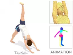 3-Legged Downward Dog Yoga Exercise Woman Animation Low-poly 3D model