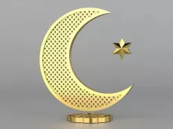 3D Islam crescent moon and star logo 2 textured 3D model