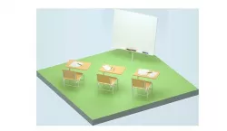 3D Low-poly isometric classroom with seats and stuff Low-poly 3D model