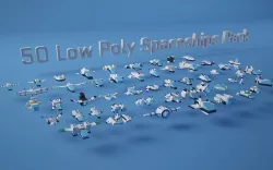 50 Game Ready Lowpoly Spaceships Pack model Low-poly 3D model