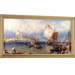 A classic big picture  in a carved golden frame 3D model