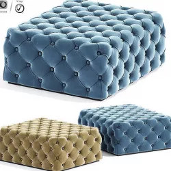 Birmingham Tufted Leather Ottoman 3D model
