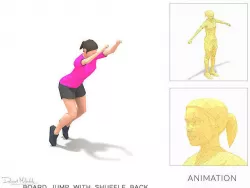 board jump with shuffle back Exercise Woman Animation Low-poly 3D model