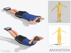 Bridge  Exercise Man Animation Low-poly 3D model