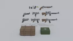 Cartoon militray weapon kit Low-poly 3D model