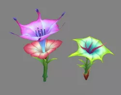 Cartoon morning glory Low-poly 3D model
