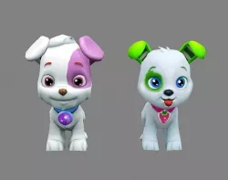 Cartoon puppy - white male dog - Pet dog Low-poly 3D model