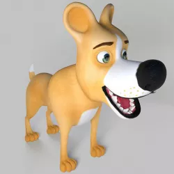Cartoony cream dog Low-poly 3D model
