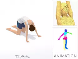 Cat Yoga Exercise Woman Animation Low-poly 3D model