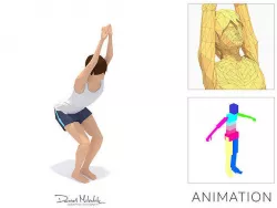 Chair Pose Yoga Exercise Woman Animation Low-poly 3D model