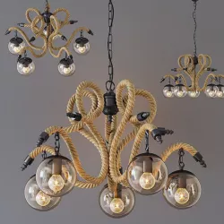 Chandelier Lobe Rope Chandelier Globe 5 3D model