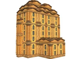 Classic building facade 03 Low-poly 3D model