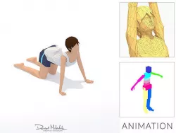 Cow  Yoga Exercise Woman Animation Low-poly 3D model