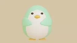 cute aquamarine penguin Low-poly 3D model
