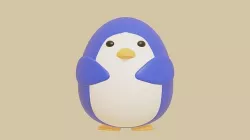 cute blue penguin Low-poly 3D model