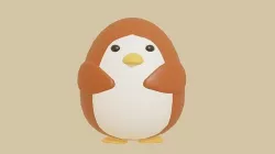 cute brown penguin Low-poly 3D model