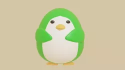 cute green penguin Low-poly 3D model
