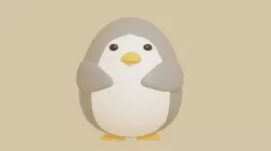 cute grey penguin Low-poly 3D model