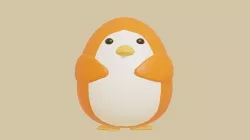 cute orange penguin Low-poly 3D model