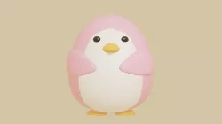 cute pink penguin Low-poly 3D model