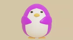 cute purple penguin Low-poly 3D model