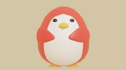 cute red penguin Low-poly 3D model