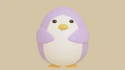 cute violet penguin Low-poly 3D model