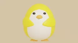 cute yellow penguin Low-poly 3D model