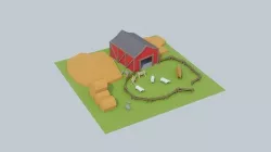 Farm with barn 3D model