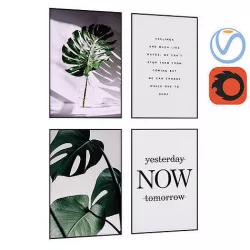 Flora Fern Art Canvas Low-poly 3D model